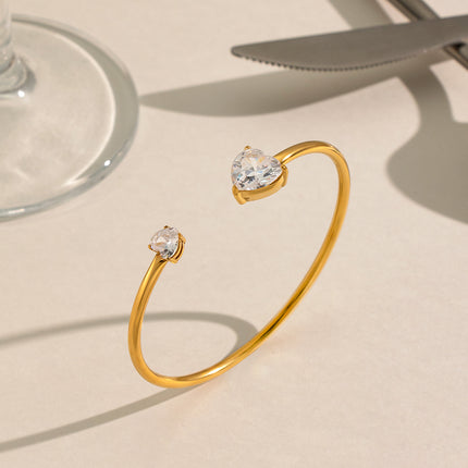 Duo Heart Zircon Cuff Bracelet - view 6