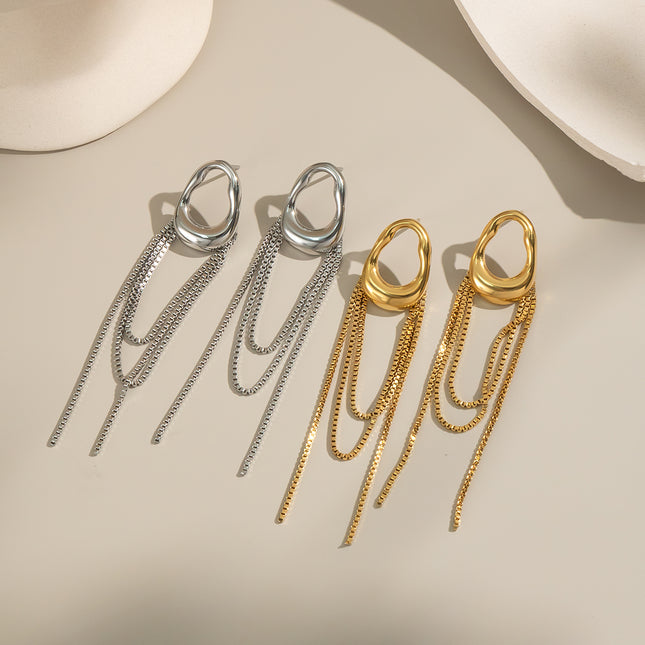 Sculpted Light Tassel Hoop Earrings - view 4