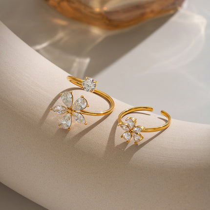 Petal Afterglow Floral Zircon Open Ring - view 5