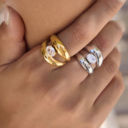 Starstone Drift Oval Zircon Open Ring - view 3