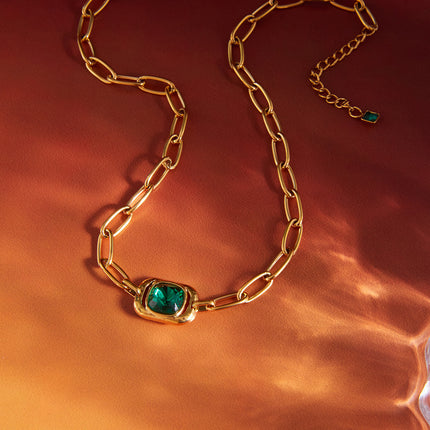 Fine Link Muse Chain Stone Pendant Necklace - view 6