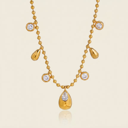 Dewdrop Glow Teardrop Zircon Pendant Necklace