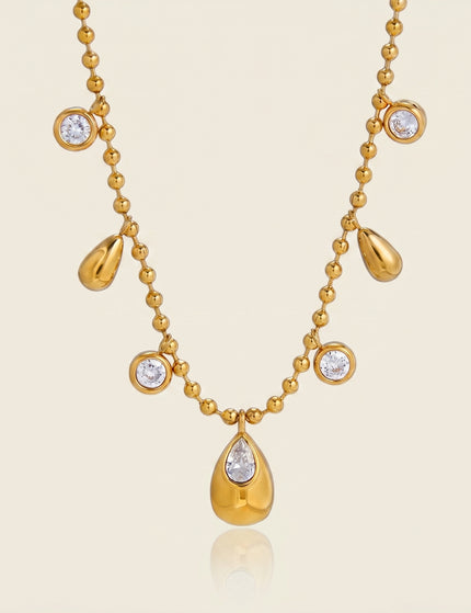 Dewdrop Glow Teardrop Zircon Pendant Necklace