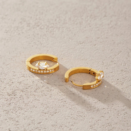 Frostlight Glow Circular Zircon Hoop Earrings - view 4