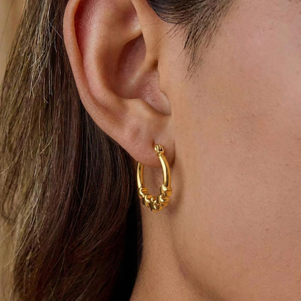 Starlit Path Aura Star Pearl Hoop Earrings - view 3