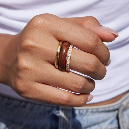 Quiet Orbit Drift Circular Rhinestone Gemstone Ring - view 7