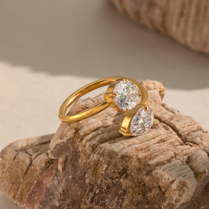 Pear and Round Zircon Wrap Ring - view 5