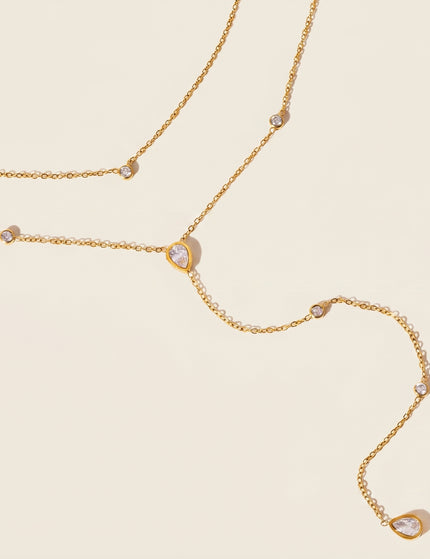 Liquid Light Glow Teardrop Zircon Lariat Necklace