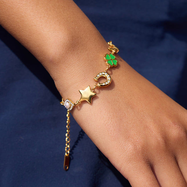 Meadow Charm Echo Clover Zircon Charm Bracelet - view 3