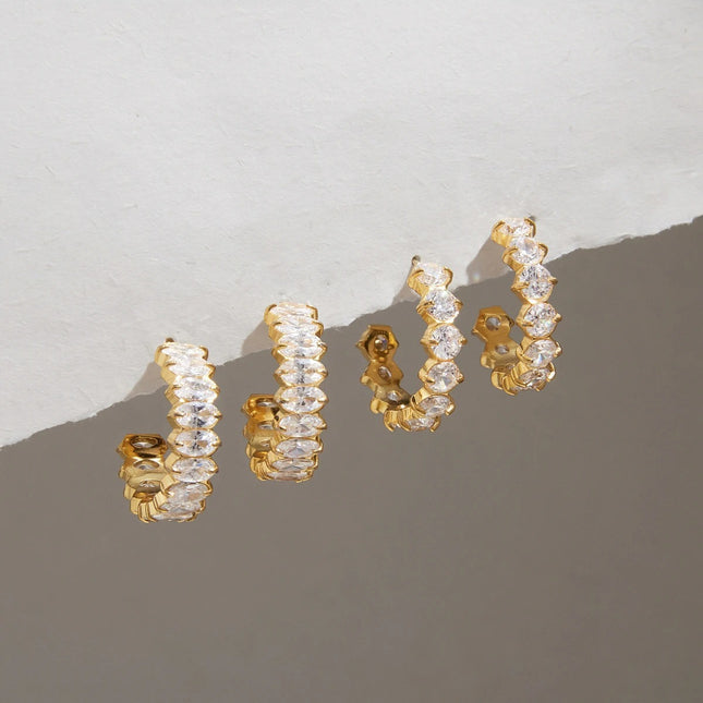Frostlight Afterglow Curved Zircon Drop Earrings - view 2