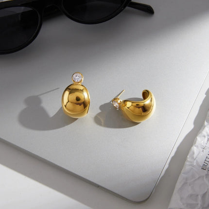 Frostlight Poem Geometric Zircon Stud Earrings - view 6