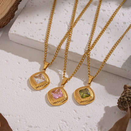 Velvet Current Square Glass Pendant Necklace - view 4