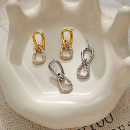 Frostlight Whisper Circular Zircon Drop Earrings - view 4
