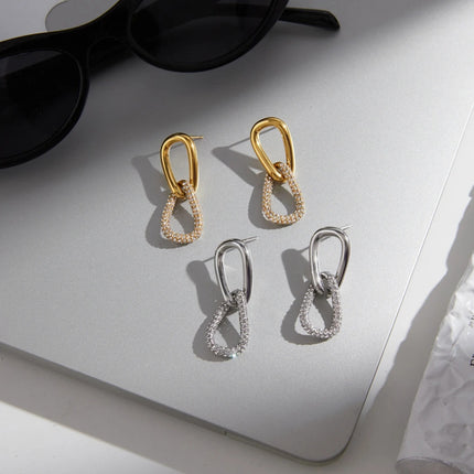 Frostlight Whisper Circular Zircon Drop Earrings - view 6