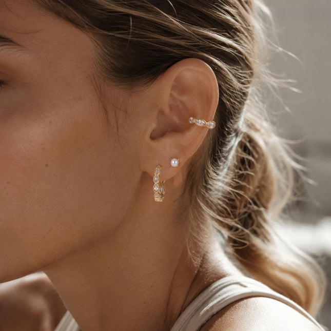 Bright Facet Current Circular Zircon Hoop Earrings - view 5