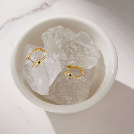 Nocturne Hush Serpent Rhinestone Huggie Earrings - view 6