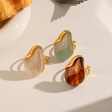 Dewdrop Drift Teardrop Resin Open Ring - view 3