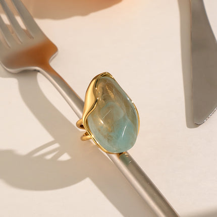 Dewdrop Drift Teardrop Resin Open Ring - view 6