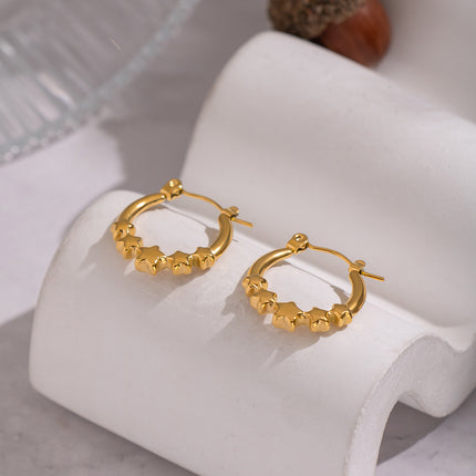 Starlit Path Aura Star Pearl Hoop Earrings - view 5