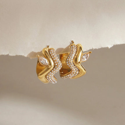 Shoreline Promise Wave Zircon Hoop Earrings - view 5