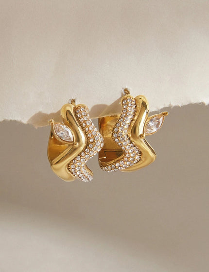 Shoreline Promise Wave Zircon Hoop Earrings - view 5