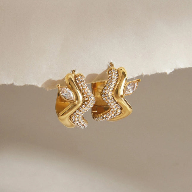 Shoreline Promise Wave Zircon Hoop Earrings - view 5