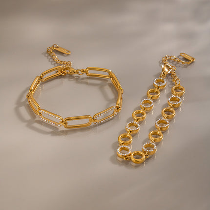 Bright Facet Geometric Zircon Chain Bracelet - view 6