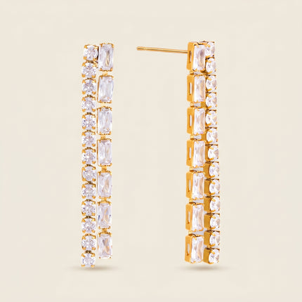 Linked Light Veil Chain Zircon Drop Earrings