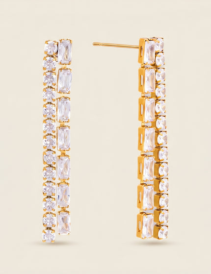 Linked Light Veil Chain Zircon Drop Earrings