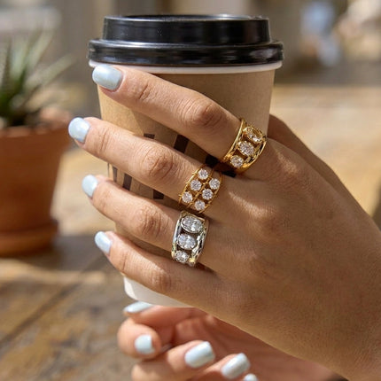 Frostlight Promise Geometric Zircon Gemstone Ring - view 4