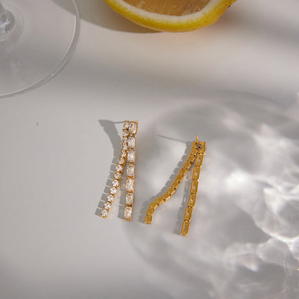 Linked Light Veil Chain Zircon Drop Earrings - view 6
