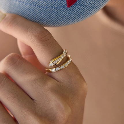 Velvet Coil Trace Serpent Zircon Gemstone Ring - view 4