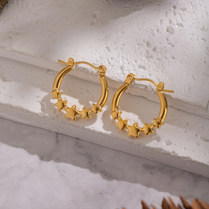Starlit Path Aura Star Pearl Hoop Earrings - view 4