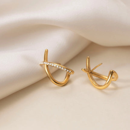 Crossed Light Murmur Crossed Zircon Stud Earrings - view 6