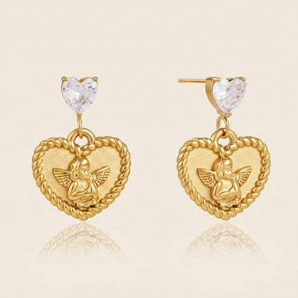 Heartlight Poem Heart Zircon Drop Earrings