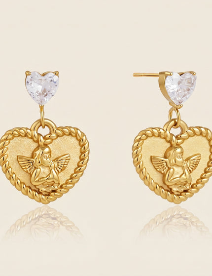 Heartlight Poem Heart Zircon Drop Earrings