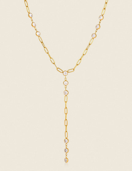 Frostlight Glow Circular Zircon Lariat Necklace