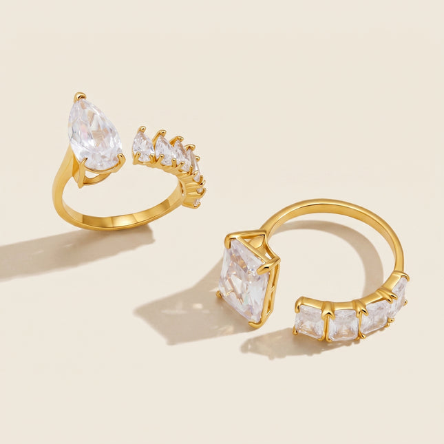 Bright Facet Fable Geometric Zircon Open Ring