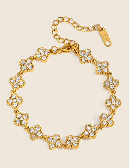 Lucky Leaf Clover Zircon Chain Bracelet