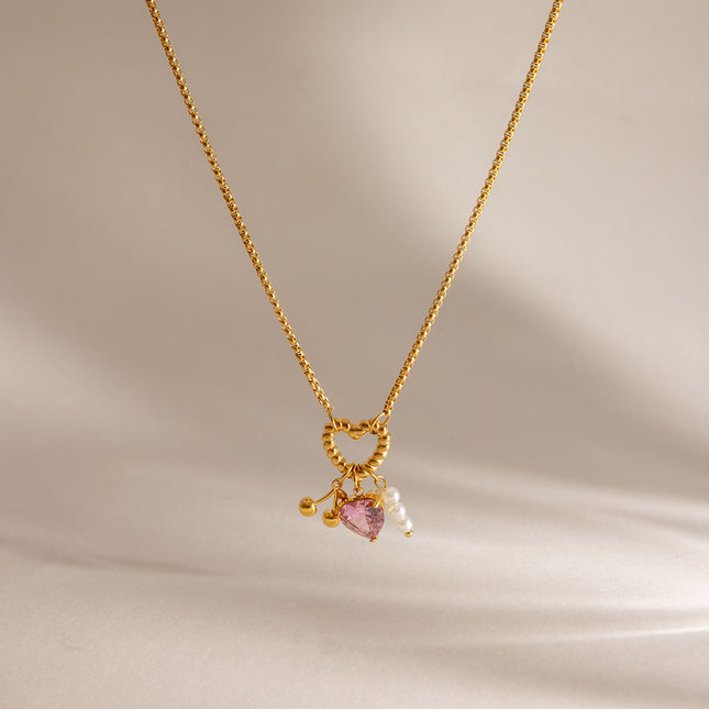 Tender Arc Muse Heart Zircon Layered Necklace - view 5