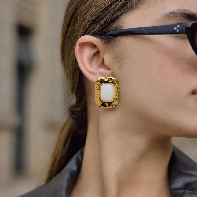 Pearl Haze Muse Square Pearl Stud Earrings - view 4