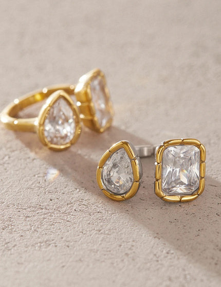 Starstone Glow Geometric Zircon Open Ring - view 6