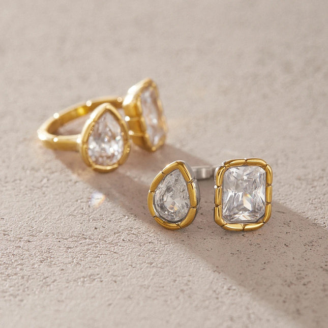 Starstone Glow Geometric Zircon Open Ring - view 6