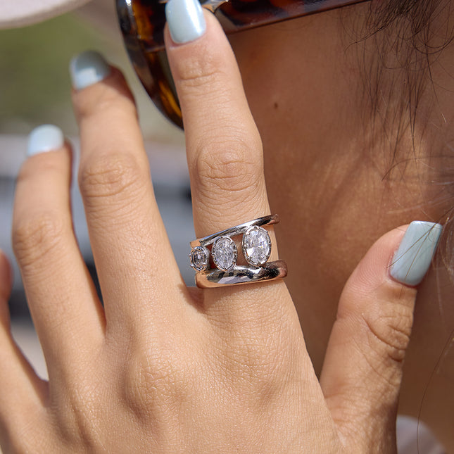 Frostlight Promise Geometric Zircon Gemstone Ring - view 5