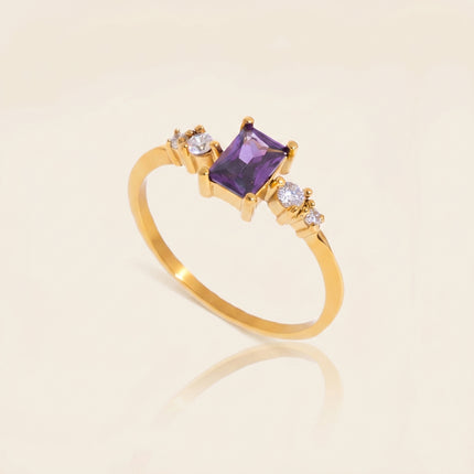 Violet Rectangle Zircon Ring