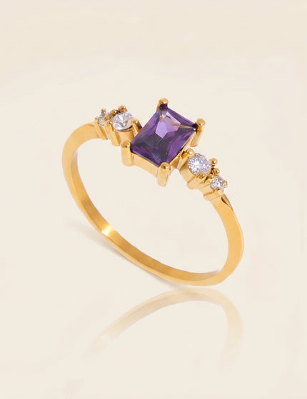 Violet Rectangle Zircon Ring
