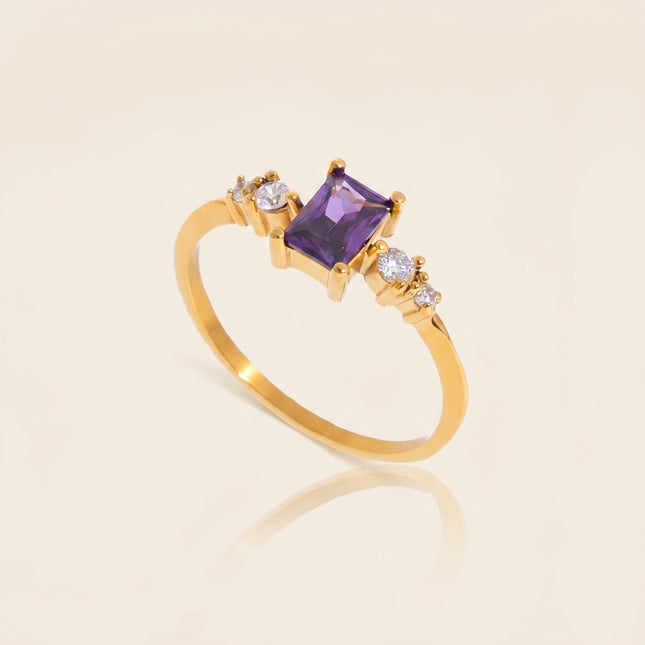 Violet Rectangle Zircon Ring