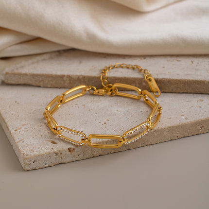 Bright Facet Geometric Zircon Chain Bracelet - view 3