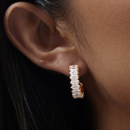 Frostlight Afterglow Curved Zircon Drop Earrings - view 3