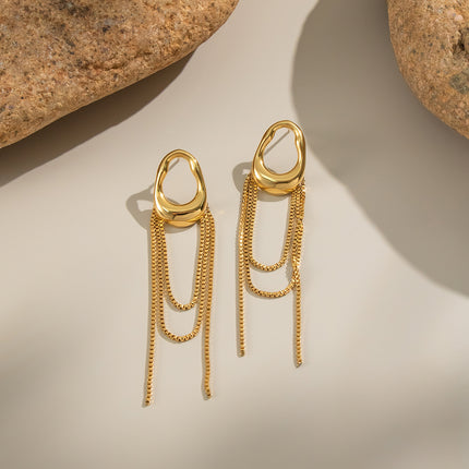 Sculpted Light Tassel Hoop Earrings - view 6